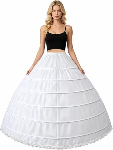 Women's Crinoline Petticoat 6 Hoop Long Underskirt Puffy A-Line Slip for Under Bridal Wedding Dress Ball Gown in Saudi Arabia