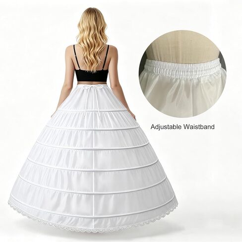 Women's Crinoline Petticoat 6 Hoop Long Underskirt Puffy A-Line Slip for Under Bridal Wedding Dress Ball Gown in Saudi Arabia