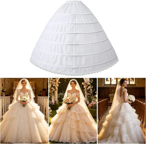 Women's Crinoline Petticoat 6 Hoop Long Underskirt Puffy A-Line Slip for Under Bridal Wedding Dress Ball Gown in Saudi Arabia