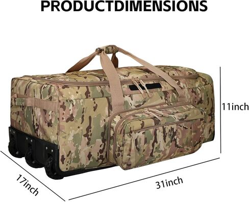 120L 3-Wheel Rolling Duffle Bag - Heavy Duty Military Deployment Bag, Durable Wheeled Duffle Luggage for Travel, Camping & Outdoor Adventures in Kuwait