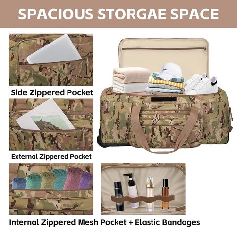 120L 3-Wheel Rolling Duffle Bag - Heavy Duty Military Deployment Bag, Durable Wheeled Duffle Luggage for Travel, Camping & Outdoor Adventures in Kuwait