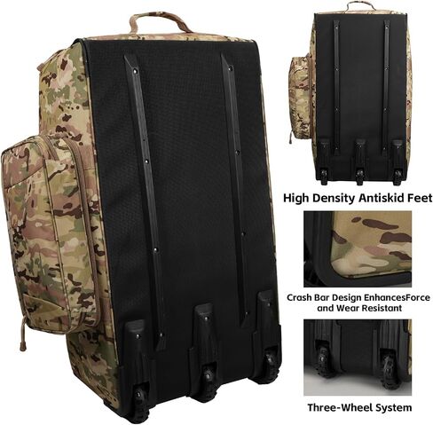 120L 3-Wheel Rolling Duffle Bag - Heavy Duty Military Deployment Bag, Durable Wheeled Duffle Luggage for Travel, Camping & Outdoor Adventures in Kuwait
