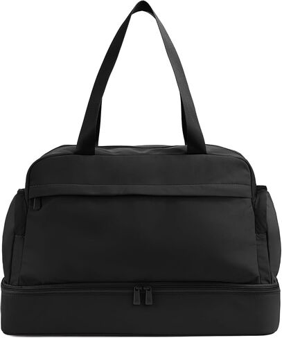 Away Featherlight Weekender Bag, 44L Carry On Travel Duffel with Laptop Sleeve and Shoe Compartment, Jet Black in Kuwait