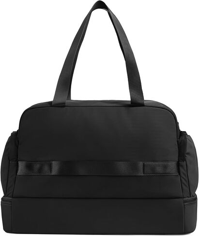 Away Featherlight Weekender Bag, 44L Carry On Travel Duffel with Laptop Sleeve and Shoe Compartment, Jet Black in Kuwait