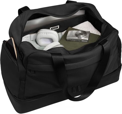 Away Featherlight Weekender Bag, 44L Carry On Travel Duffel with Laptop Sleeve and Shoe Compartment, Jet Black in Kuwait