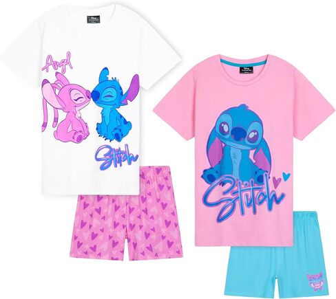 Disney Stitch Girls Short Pajama Sets, Cozy Breathable Loungewear - Stitch Gifts in Kuwait