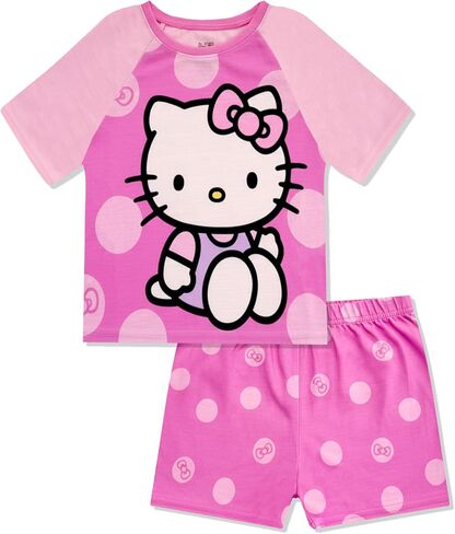 Hello Kitty Girls Pajama Set 2 Piece - Short Sleeve Top & Shorts Pajama Set - Soft Sleepwear Kids Pajamas - Official Product in Kuwait
