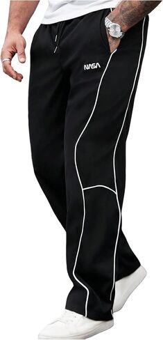 SHENHE Men's Pants Color Block Straight Leg Drawstring Elastic Waist Althletic Gym Basketball Pants with Pockets in Kuwait