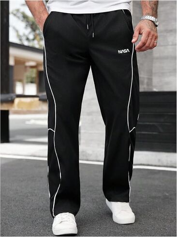 SHENHE Men's Pants Color Block Straight Leg Drawstring Elastic Waist Althletic Gym Basketball Pants with Pockets in Kuwait