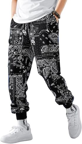 Men's Bandana Paisly Drawstring Jogger Pants Cashew Printed Sweatpants Skateboard Loose Swag Trousers with Pockets in Saudi Arabia