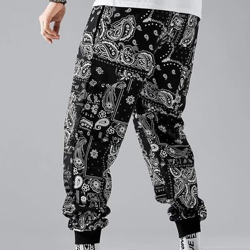 Men's Bandana Paisly Drawstring Jogger Pants Cashew Printed Sweatpants Skateboard Loose Swag Trousers with Pockets in Saudi Arabia