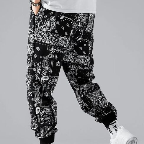 Men's Bandana Paisly Drawstring Jogger Pants Cashew Printed Sweatpants Skateboard Loose Swag Trousers with Pockets in Saudi Arabia