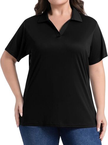 Women’s Plus Size Polo Shirts UPF 50+ Short Sleeve V Neck Collared Tops Golf Tennis Casual Work T-Shirts in Saudi Arabia