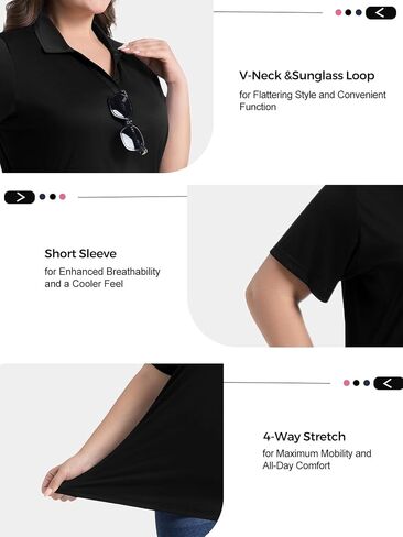 Women’s Plus Size Polo Shirts UPF 50+ Short Sleeve V Neck Collared Tops Golf Tennis Casual Work T-Shirts in Saudi Arabia