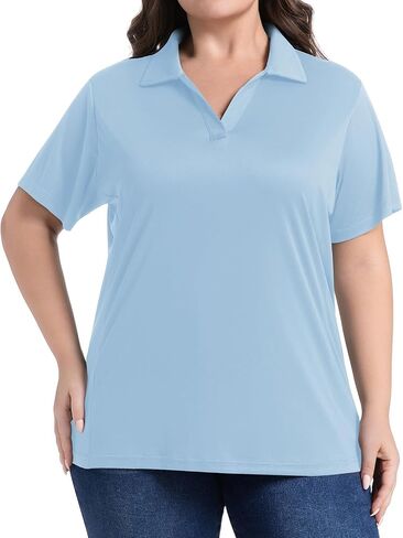 Women’s Plus Size Polo Shirts UPF 50+ Short Sleeve V Neck Collared Tops Golf Tennis Casual Work T-Shirts in Saudi Arabia