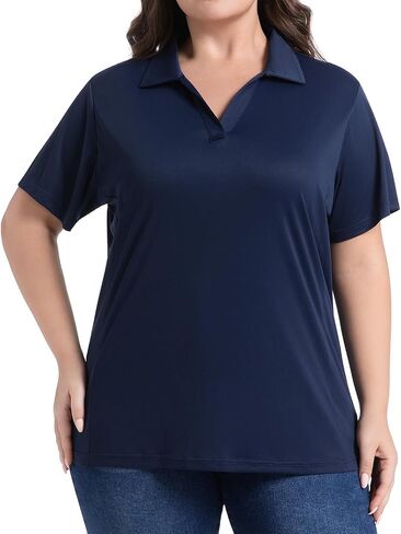Women’s Plus Size Polo Shirts UPF 50+ Short Sleeve V Neck Collared Tops Golf Tennis Casual Work T-Shirts in Saudi Arabia
