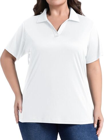 Women’s Plus Size Polo Shirts UPF 50+ Short Sleeve V Neck Collared Tops Golf Tennis Casual Work T-Shirts in Saudi Arabia