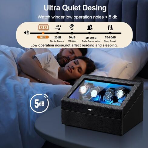 J&T Technology Watch Winder for Automatic Watches,Automatic Watch Winder with LED Light,6 Watch Winder + 6 Storage Case with Quiet Motor for Man/Woman's Watches(PU Snake Skin) in Saudi Arabia