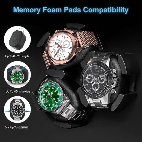 J&T Technology Watch Winder for Automatic Watches,Automatic Watch Winder with LED Light,6 Watch Winder + 6 Storage Case with Quiet Motor for Man/Woman's Watches(PU Snake Skin) in Saudi Arabia
