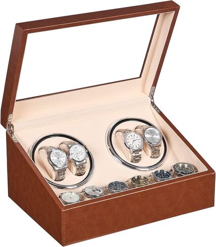 ANWBROAD Watch Winder for Automatic Watches, Automatic Watch Winder Box with 4 Watch Rotator and 6 Extra Storages, 4 Watch Winder with Japanese Quiet Motor, Watch Winders for Men & Women, UJWW012Z in Saudi Arabia
