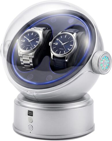 MALTERZER Rechargeable Watch Winder Flexible Single/Dual Slot Design, Automatic Watch Winder with Dual Color LED Light, 4 Modes, Long Standby for Travel in Saudi Arabia