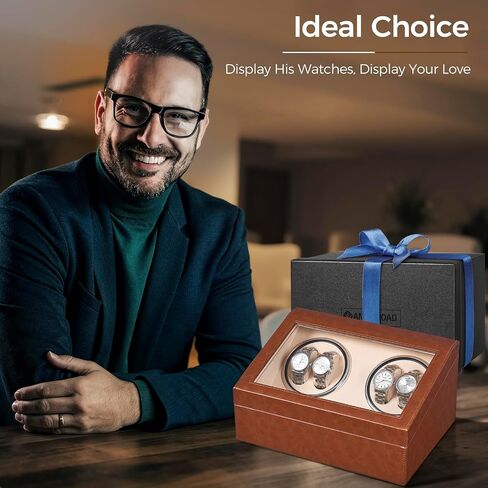 ANWBROAD Watch Winder for Automatic Watches, Automatic Watch Winder Box with 4 Watch Rotator and 6 Extra Storages, 4 Watch Winder with Japanese Quiet Motor, Watch Winders for Men & Women, UJWW012Z in Saudi Arabia