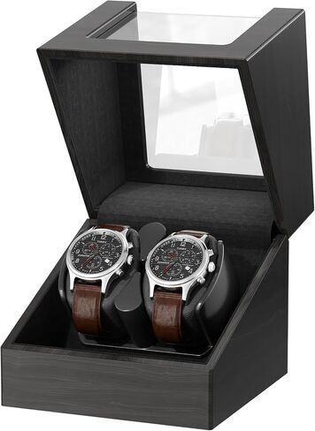 Automatic Double Watch Winder Box for Rolex and Other Watches, Ultra Quiet Japanese Motor, Self Winding Rotating Wooden Watch Case, Battery or Type-C Powered, Premium Watch Box for Men and Women in Saudi Arabia