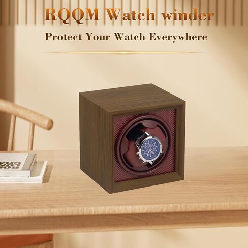 Automatic Watch Winder for Automatic Watches, Single Watch Winder Box with Quiet Motor, Wooden Watch Winder Case with Display Window, Watch Rotator Storage Organizer for Men and Women in Saudi Arabia