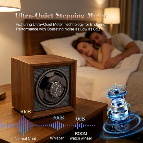 Automatic Watch Winder for Automatic Watches, Single Watch Winder Box with Quiet Motor, Wooden Watch Winder Case with Display Window, Watch Rotator Storage Organizer for Men and Women in Saudi Arabia