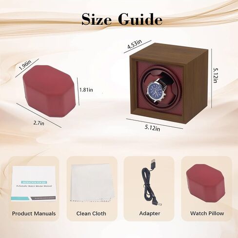 Automatic Watch Winder for Automatic Watches, Single Watch Winder Box with Quiet Motor, Wooden Watch Winder Case with Display Window, Watch Rotator Storage Organizer for Men and Women in Saudi Arabia