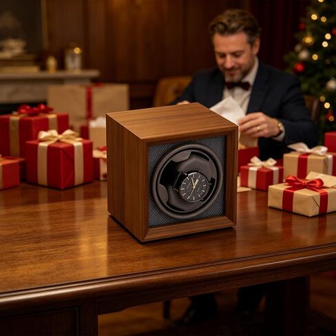 Automatic Watch Winder for Automatic Watches, Single Watch Winder Box with Quiet Motor, Wooden Watch Winder Case with Display Window, Watch Rotator Storage Organizer for Men and Women in Saudi Arabia