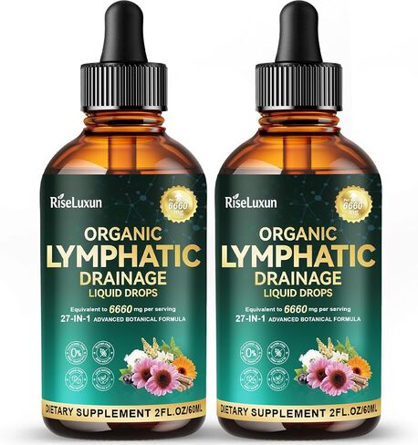 27-in-1 Liposomal Lymphatic Drainage Supplements Liquid drops, Lungs Detox & Lymph System Support with Echinacea, Chlorophyll, Dandelion, Burdock, Mullein for Immune Support, Cleanse & Detox, 2 FL OZ in Saudi Arabia