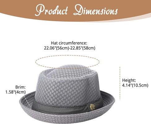 OIDEA Men's Mesh Breathable Fedora Hat: Simple Strappy Foldable Casual Fedora Hat for Men Lightweight Formal Occasion Outdoor Gray in Kuwait