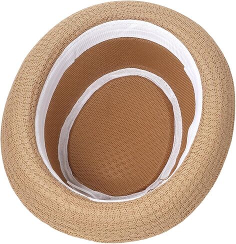 OIDEA Men's Mesh Breathable Dress Hats: Simple Strappy Flat Top Casual Fedora Hat for Men Light Formal Occasion Outdoor White in Kuwait