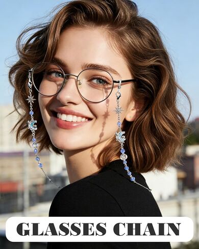Sunglasses Chain for Women, Adjustable Eyeglasses Holders Around Neck Glasses Charms for Eyewear Retainer Strap in Kuwait