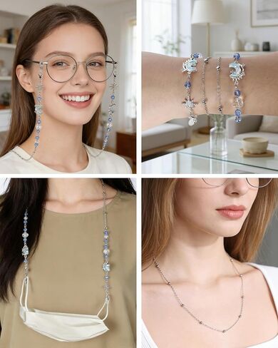 Sunglasses Chain for Women, Adjustable Eyeglasses Holders Around Neck Glasses Charms for Eyewear Retainer Strap in Kuwait