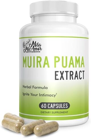 Mila Miamor Muira Puama Extract Capsules 550mg, Muira Puama Bark 4:1 Extract, Herbal Formula for Men and Women, Non-GMO, GMP Certified, Made in USA, 60 Capsules in Saudi Arabia