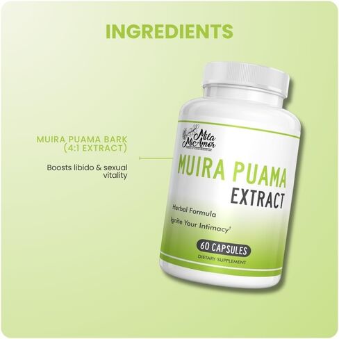 Mila Miamor Muira Puama Extract Capsules 550mg, Muira Puama Bark 4:1 Extract, Herbal Formula for Men and Women, Non-GMO, GMP Certified, Made in USA, 60 Capsules in Saudi Arabia