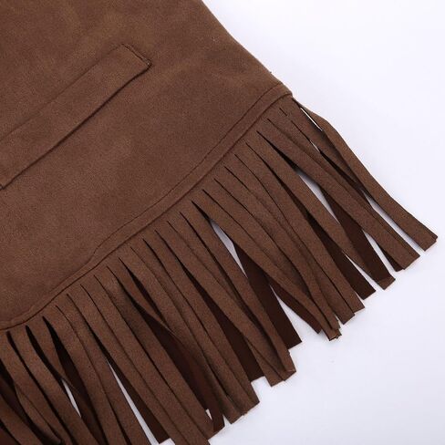 Girls Sleeveless Fringe Vest Western Cowgirl Outfits Kids 70s Hippie Boho Tassels Jacket Cardigan Tween Dress Up Party Outfit in Kuwait
