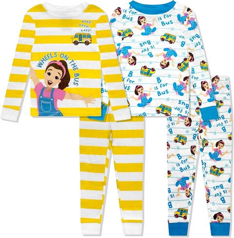 Ms. Rachel 4 Piece Pajama Set – Toddler Girls Boys PJs, Long Sleeve & Pants – Snug Fit Sleepwear for Kids - Official Product in Kuwait