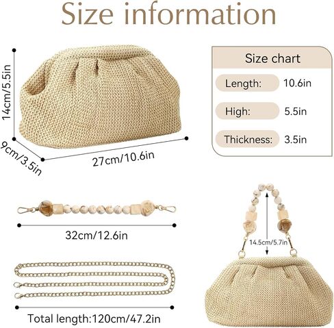 Women's Straw Crossbody Bag Summer Beach, Woven Clutch Purse with Detachable Strap for Vacation in Saudi Arabia