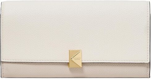 kate spade new york Deco Colorblocked Pebbled Leather Large Flap Wallet in Kuwait