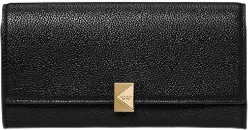 kate spade new york Deco Colorblocked Pebbled Leather Large Flap Wallet in Kuwait