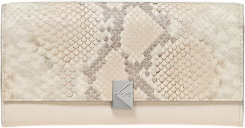 kate spade new york Deco Colorblocked Pebbled Leather Large Flap Wallet in Kuwait