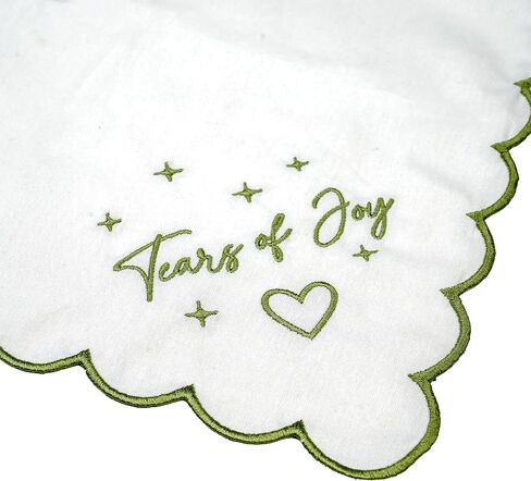 KatchOn, White Happy Tears of Joy Handkerchief - White Handkerchief For Mother Of The Bride Gifts | Something Blue Gifts For Bride On Wedding Day | Engagement Gifts for Women | Bridal Shower Favors in Kuwait