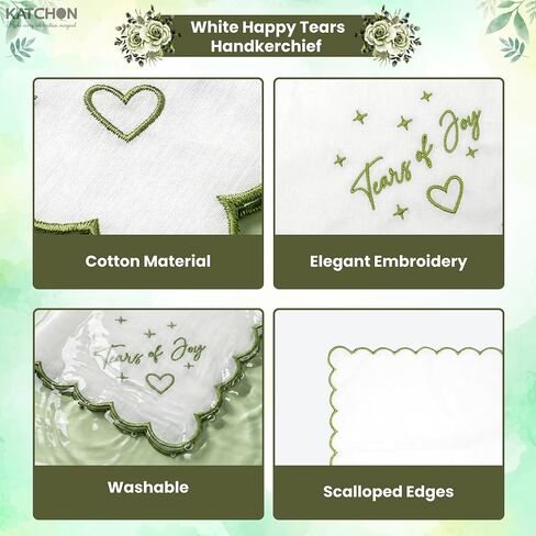 KatchOn, White Happy Tears of Joy Handkerchief - White Handkerchief For Mother Of The Bride Gifts | Something Blue Gifts For Bride On Wedding Day | Engagement Gifts for Women | Bridal Shower Favors in Kuwait