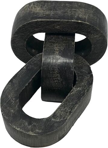 Handcarved Mango Wood 3 Chain Link Decor Decorative Wood Chain, Home Decor, Wood Decor, Farmhouse Decor, Coffee Table Decor 3.5x1.51 Rustic (Black) in Saudi Arabia
