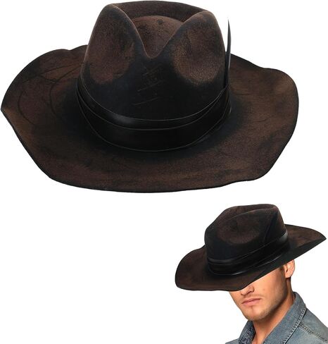Fedoras Hat for Male Women Party Wool with Belt Roleplay Costume Cowboy HippiesHat Stage Outdoor Activity for Male in Saudi Arabia