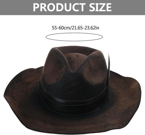 Fedoras Hat for Male Women Party Wool with Belt Roleplay Costume Cowboy HippiesHat Stage Outdoor Activity for Male in Saudi Arabia