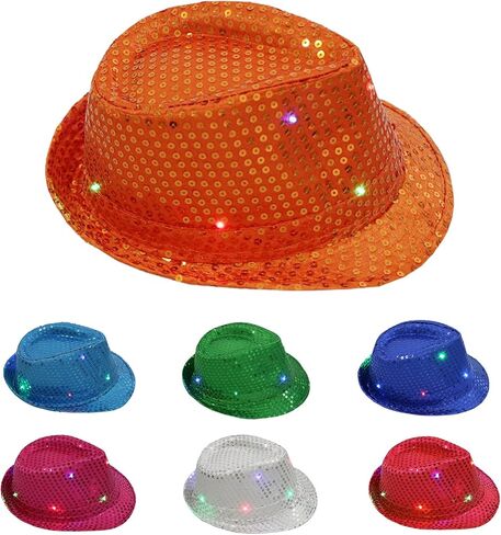 Lights Light Up Fedora Hat Themed Party Fedora Supplies Blingbling Show Dance Women in Saudi Arabia